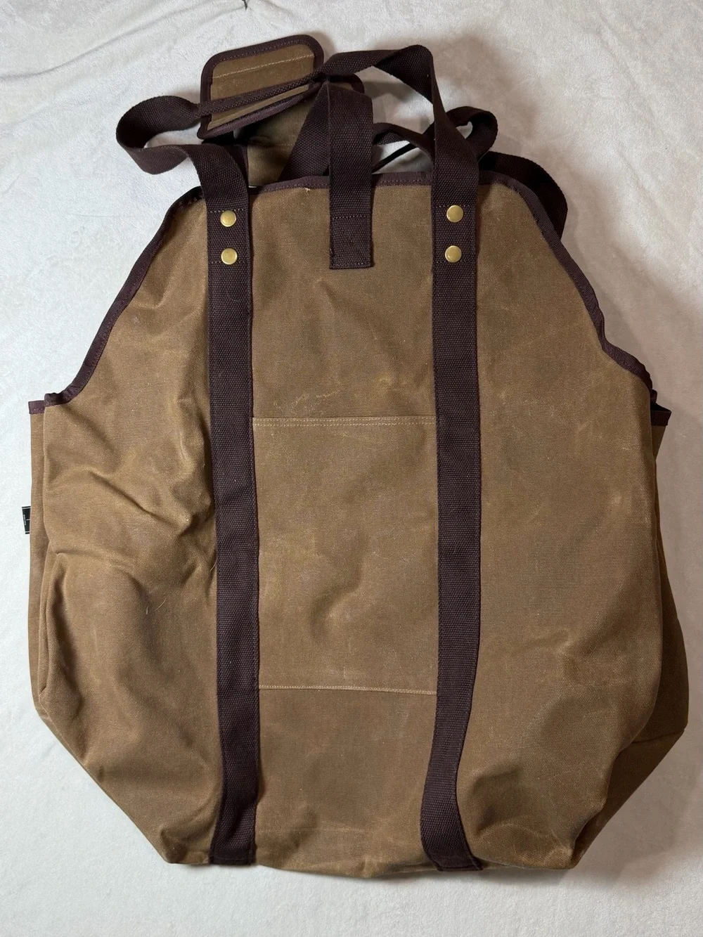 BONTHEE Canvas Tote Firewood Log Shoulder Bag in Brown